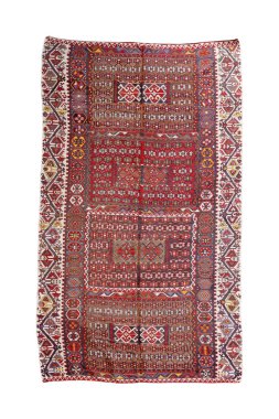 Yün örülmüş antika Türk halısı