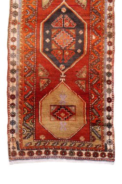 Yün örülmüş antika Türk halısı