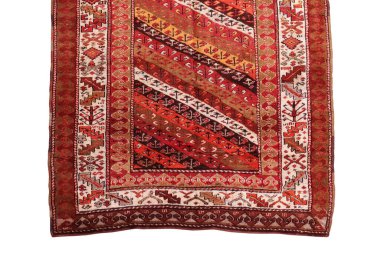 Yün örülmüş antika Türk halısı