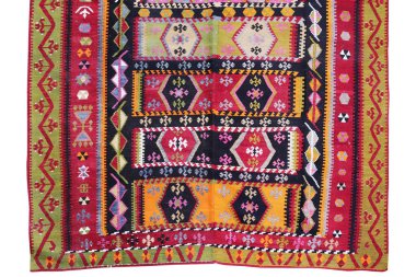 Yün örülmüş antika Türk halısı