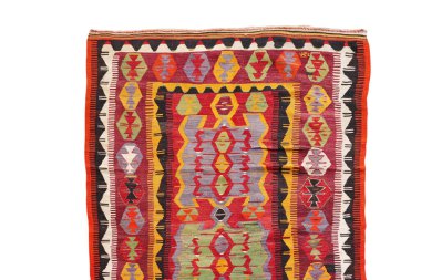 Yün örülmüş antika Türk halısı