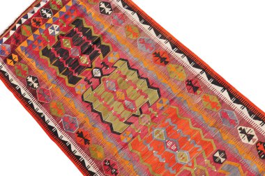 Yün örülmüş antika Türk halısı