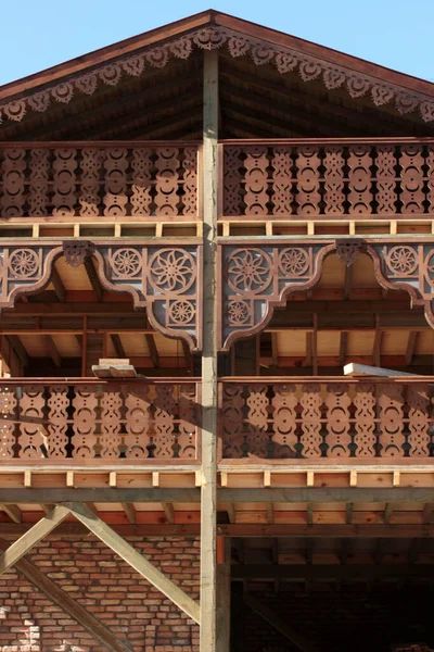 Balkong Arkitektoniska Detaljer Trädgårdshus Trä — Stockfoto