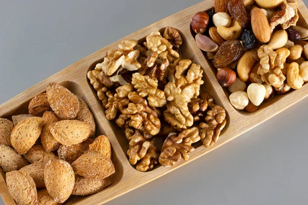 Mixed Nuts Bamboo Plate — Stock Photo, Image