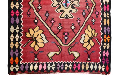 Yün örülmüş antika Türk halısı