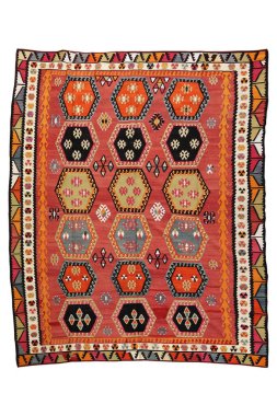 Yün örülmüş antika Türk halısı