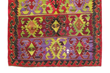 Yün örülmüş antika Türk halısı