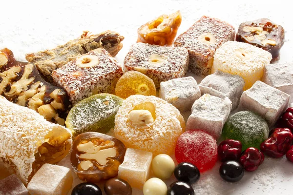 Olika Turkiska Läckerheter Och Choklad Godis — Stockfoto