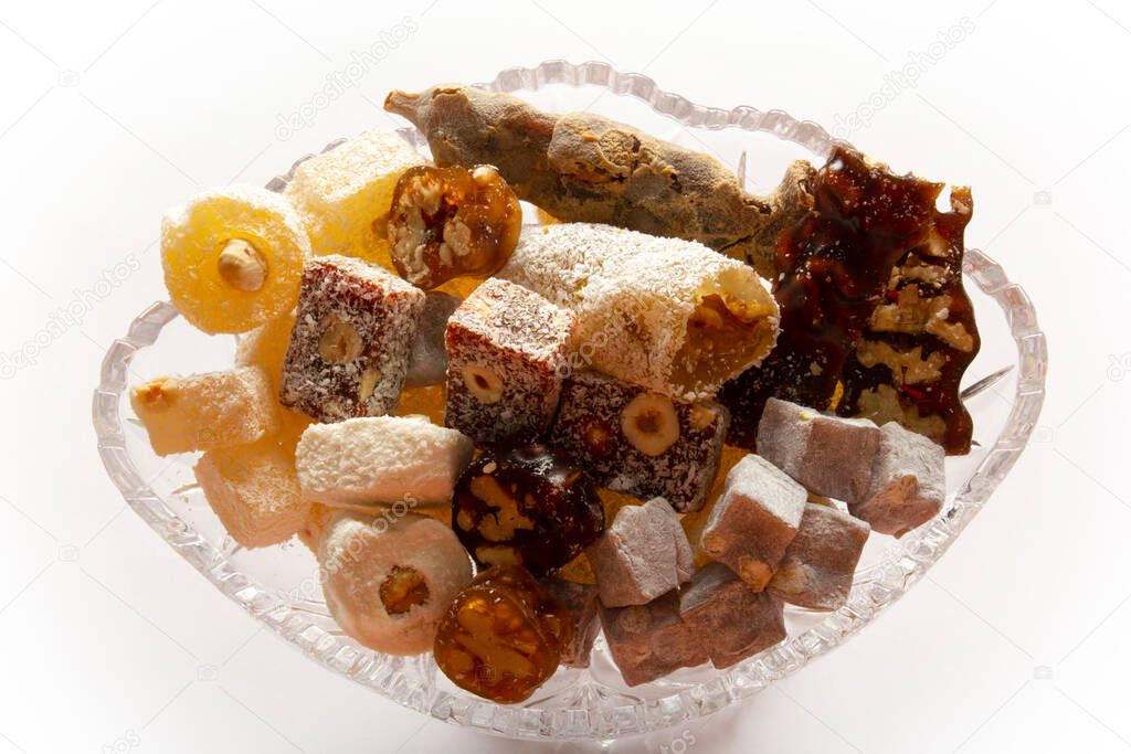 Various Turkish delights in the sugar bowl