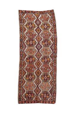 Yün örülmüş antika Türk halısı