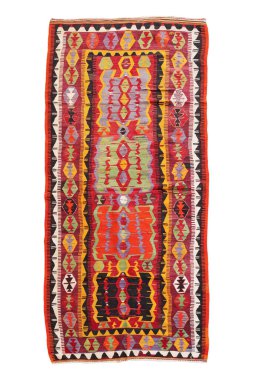 Yün örülmüş antika Türk halısı