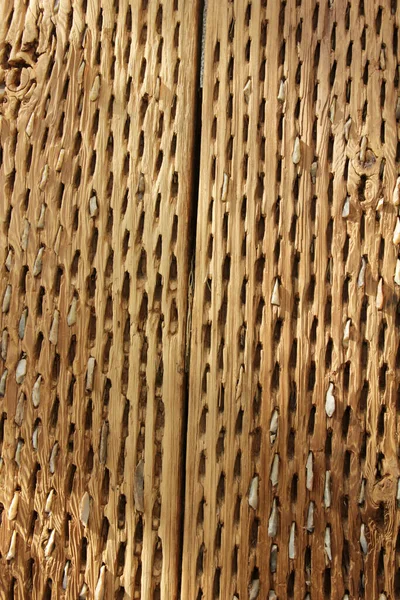 Threshing Board Aged Wood Stones Texture — Stock Photo, Image