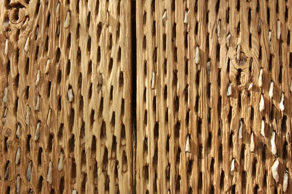 Threshing Board Aged Wood Stones Texture — Stock Photo, Image