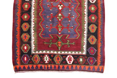 Yün örülmüş antika Türk halısı