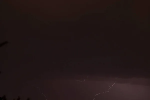 Thunderstorm Lightning Dark Cloudy Sky — Fotografia de Stock