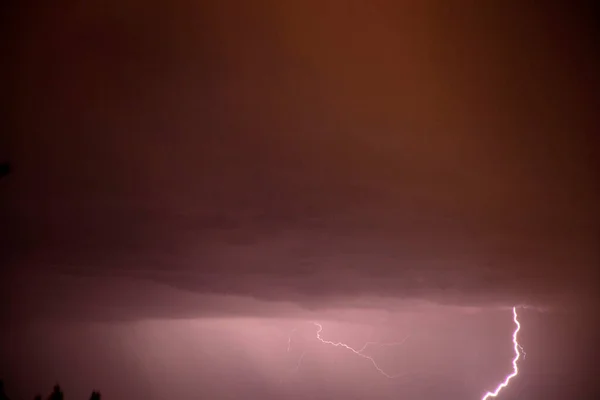 Thunderstorm Lightning Dark Cloudy Sky — Stock Photo, Image