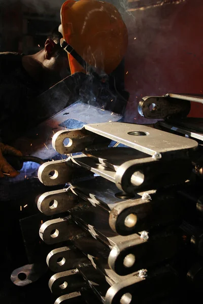 Metal Welding Worker Factory — Stock Photo, Image