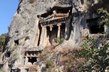 Lycian mezarları. Hindi Fethiye. Kral mezarları.