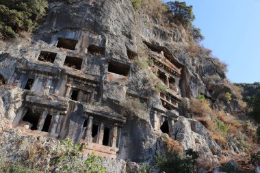 Lycian mezarları. Hindi Fethiye. Kral mezarları.