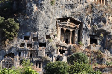 Lycian mezarları. Hindi Fethiye. Kral mezarları. 