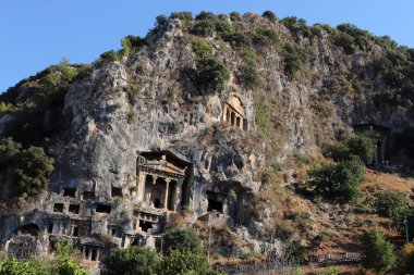 Lycian mezarları. Hindi Fethiye. Kral mezarları.