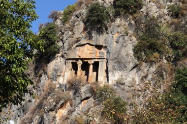Lycian mezarları. Hindi Fethiye. Kral mezarları.