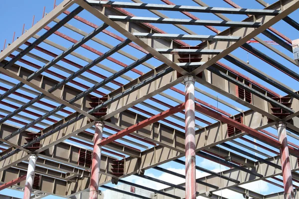 Steel Frame New Factory Building Construction — Fotografia de Stock
