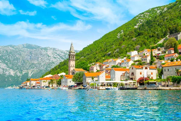 Perast Montenegro Agosto 2021 Hermoso Paisaje Verano Con Histórica Ciudad — Foto de Stock