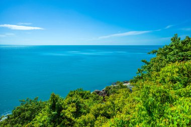 Koh Samui adasının yeşil kıyılarının güzel tropikal manzarası 