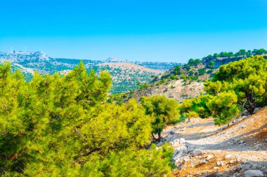 Yunanistan 'ın Rodos adasının güzel Akdeniz manzarası
