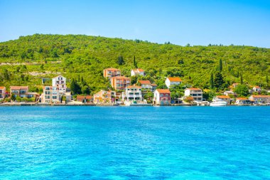 Kotor, Montenegro - May 28, 2022: Beautiful summer landscape of the Bay of Kotor coastline - Boka Bay