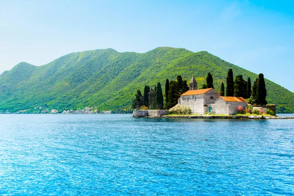 Panoramic Landscape Bay Kotor Coastline Boka Bay View Saint George — Foto de Stock