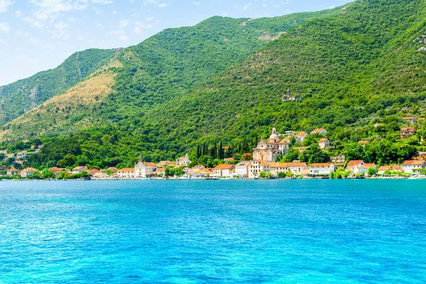 Landscape Historic Town Prcanj Shore Bay Kotor View Church Nativity — Stockfoto