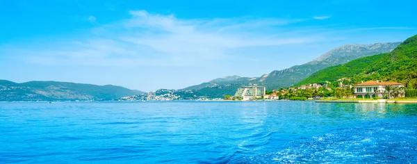 Beautiful Panoramic Landscape Bay Kotor Coastline Boka Bay Montenegro — Foto de Stock