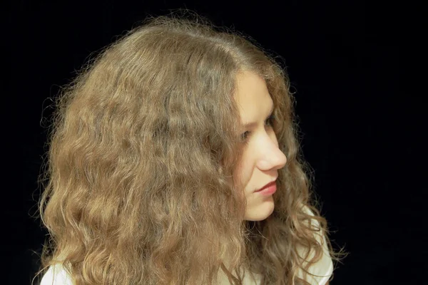 Młoda kobieta z natury długie brązowe włosy Obrazek Stockowy