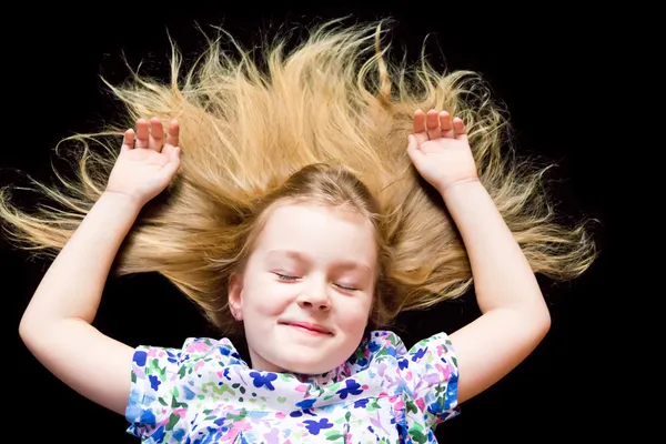 Girl makes faces imitate witch — Stock Photo, Image