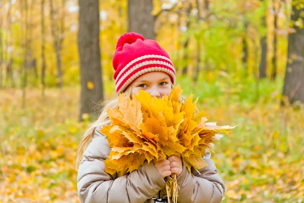 Leuk meisje in de herfst — Stockfoto