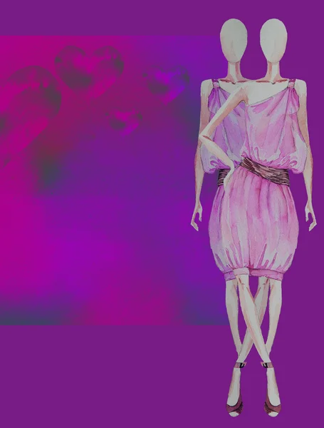 紫色背景与妇女 — Stockfoto