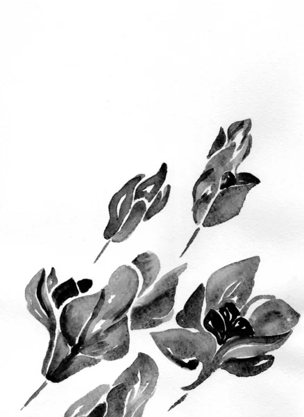 Kunst Illustration von Blumen in Aquarellmalerei — Stockfoto