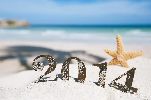 Deniz yıldızı, deniz, plaj ve deniz manzarası ile 2014 harfler