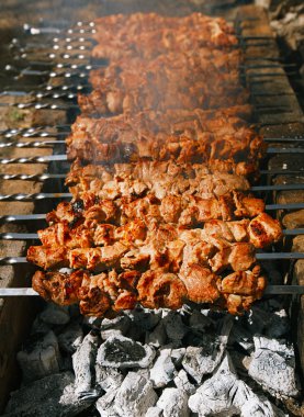 şiş kebap üzerinde barbekü baharat karışımı