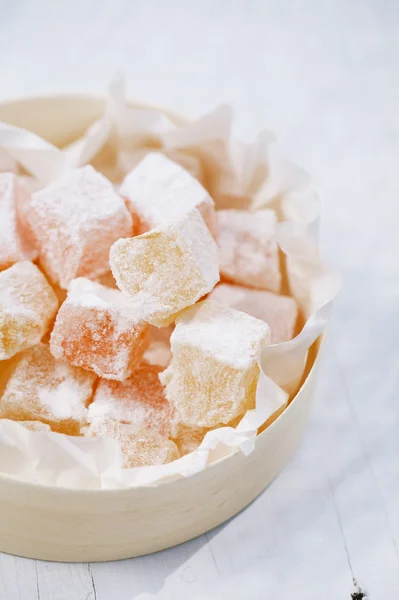 Turkish sweet delight, rose and yellow — Stock Photo, Image