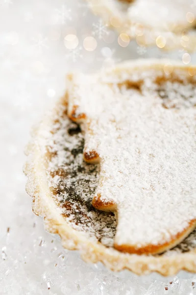 Christmas tart with marzipan tree — Stock Photo, Image