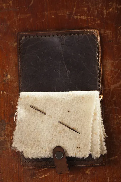 Vintage leather Needle Book — Stock Photo, Image