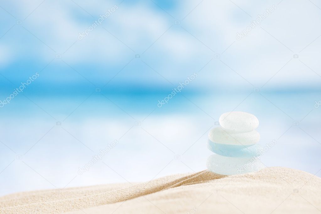 Sea glass seaglass with ocean, beach and seascape