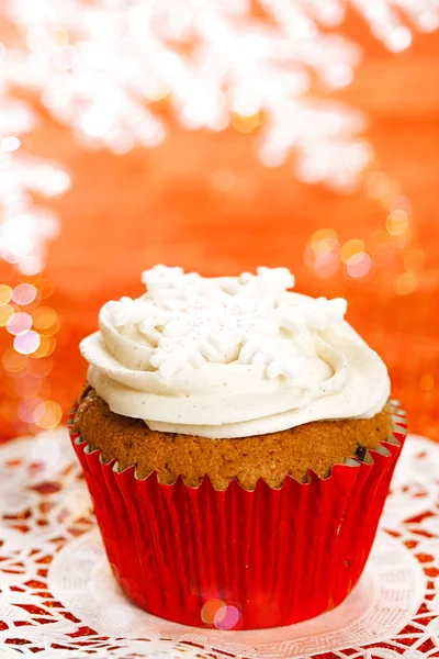 Feestelijke cupcakes, sneeuwvlok, glitter — Stockfoto