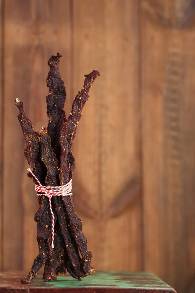 Jerky beef - homemade dry cured spiced meat — Stock Photo, Image