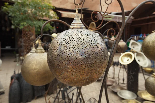 Moroccan glass and metal lanterns lamps — Stock Photo, Image