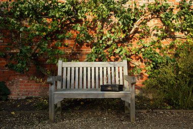 eski siyah bavul üzerinde ahşap Bank