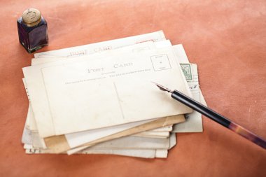 Vintage kırmızı deri mürekkep kurutma kağıdı